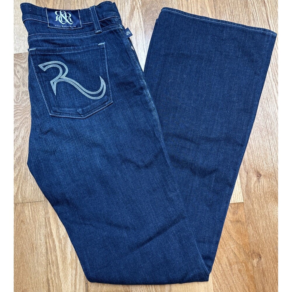 ROCK & REPUBLIC MEN’S JEANS BLUE SIZE 32W 36L DARK WASH EUC